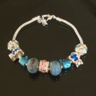 Plated Aldary Adjustable Chains Colorful Glass Beads Europe Bracelet EZ2086