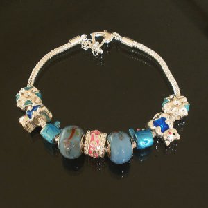 Plated Aldary Adjustable Chains Colorful Glass Beads Europe Bracelet EZ2086