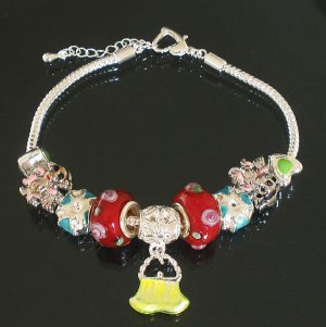 Plated Aldary Adjustable Chains Colorful Glass Beads Europe Bracelet EZ2087