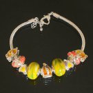 Plated Aldary Adjustable Chains Colorful Glass Beads Europe Bracelet EZ2089