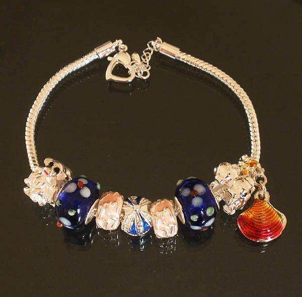 Plated Aldary Adjustable Chains Colorful Glass Beads Europe Bracelet EZ2091