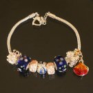 Plated Aldary Adjustable Chains Colorful Glass Beads Europe Bracelet EZ2091