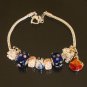 Plated Aldary Adjustable Chains Colorful Glass Beads Europe Bracelet EZ2091