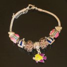 Plated Aldary Adjustable Chains Colorful Glass Beads Europe Bracelet EZ2093
