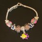 Plated Aldary Adjustable Chains Colorful Glass Beads Europe Bracelet EZ2093
