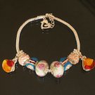 Plated Aldary Adjustable Chains Colorful Glass Beads Europe Bracelet EZ2094