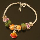 Plated Aldary Adjustable Chains Colorful Glass Beads Europe Bracelet EZ2095