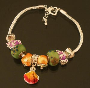 Plated Aldary Adjustable Chains Colorful Glass Beads Europe Bracelet EZ2095