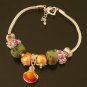 Plated Aldary Adjustable Chains Colorful Glass Beads Europe Bracelet EZ2095