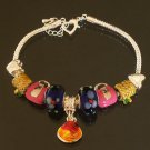 Plated Aldary Adjustable Chains Colorful Glass Beads Europe Bracelet EZ2096