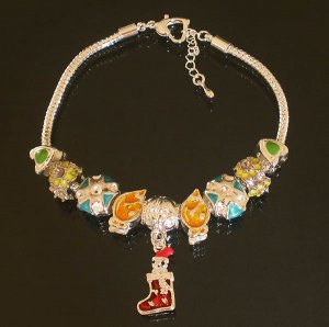 Plated Aldary Adjustable Chains Colorful Glass Beads Europe Bracelet EZ2097