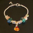 Plated Aldary Adjustable Chains Colorful Glass Beads Europe Bracelet EZ2099