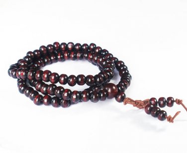 2pcs Tibetan Dark Red Wood 108 Beads Buddhist Buddha Prayer Stretchy Mala Bracelet