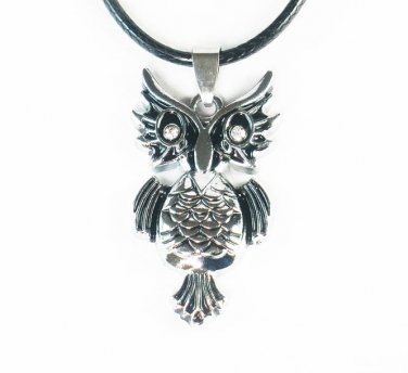 Tungsten Bronze Alloy Plated NightCat Owl Pendant EB029