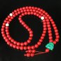 Turquoise Stone 108 0.4inch Red White Beads Green Buddhism Buddha Prayer Mala Necklace