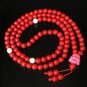 Turquoise Stone 108 0.4inch Red White Beads Pink Buddhism Buddha Prayer Mala Necklace