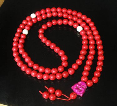 Turquoise Stone 108 0.4inch Red White Beads Purple Buddhism Buddha Prayer Mala Necklace