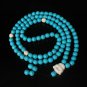 Turquoise Stone 108 0.4inch Baby Blue White Beads White Buddhism Buddha Prayer Mala Necklace