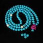 Turquoise Stone 108 0.4inch Baby Blue White Beads Purple Buddhism Buddha Prayer Mala Necklace