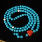 Turquoise Stone 108 0.4inch Baby Blue White Beads Orange Buddhism Buddha Prayer Mala Necklace