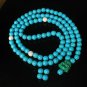 Turquoise Stone 108 0.4inch Baby Blue White Beads Green Buddhism Buddha Prayer Mala Necklace