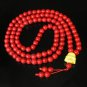 Turquoise Stone 108 0.4inch Red Beads Yellow Buddhism Buddha Prayer Mala Necklace