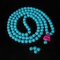 Turquoise Stone 108 0.4inch Baby Blue Beads Purple Buddhism Buddha Prayer Mala Necklace