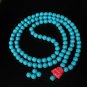 Turquoise Stone 108 0.4inch Baby Blue Beads Pink Buddhism Buddha Prayer Mala Necklace