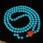 Turquoise Stone 108 0.4inch Baby Blue Beads Orange Buddhism Buddha Prayer Mala Necklace