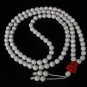 Turquoise Stone 108 0.4inch White Beads Red Buddhism Buddha Prayer Mala Necklace