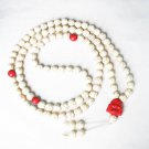 Turquoise Stone 108 0.4inch Red White Beads Red Buddhism Buddha Prayer Mala Necklace