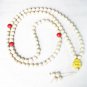 Turquoise Stone 108 0.4inch Red White Beads Yellow Buddhism Buddha Prayer Mala Necklace