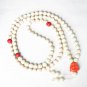 Turquoise Stone 108 0.4inch Red White Beads Orange Buddhism Buddha Prayer Mala Necklace