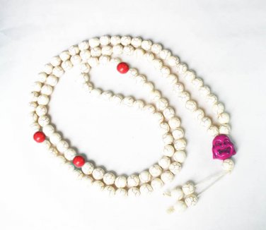 Turquoise Stone 108 0.4inch Red White Beads Purple Buddhism Buddha Prayer Mala Necklace