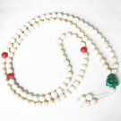 Turquoise Stone 108 0.4inch Red White Beads Green Buddhism Buddha Prayer Mala Necklace