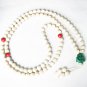Turquoise Stone 108 0.4inch Red White Beads Green Buddhism Buddha Prayer Mala Necklace