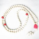 Turquoise Stone 108 0.4inch Red White Beads Pink Buddhism Buddha Prayer Mala Necklace
