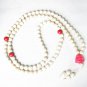 Turquoise Stone 108 0.4inch Red White Beads Pink Buddhism Buddha Prayer Mala Necklace