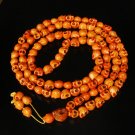 Fashion Jewelry Cool Turquoise 108 Orange Vein 10x12mm Skull Beads Necklace