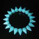 Cool Fashion Turquoise Baby Blue Spiculate Teeth Shape Vein Beads Stretch Bracelet
