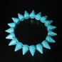 Cool Fashion Turquoise Baby Blue Spiculate Teeth Shape Vein Beads Stretch Bracelet