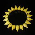 Cool Fashion Turquoise Yellow Spiculate Teeth Shape Vein Beads Stretch Bracelet