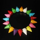 Cool Fashion Turquoise Mixed Spiculate Teeth Shape Vein Beads Stretch Bracelet
