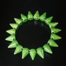Cool Fashion Turquoise Green Spiculate Teeth Shape Vein Beads Stretch Bracelet