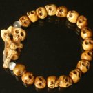 Tibet & Nepal Yak Bone Hand Carved Skulls Chain Bracelet IZ23