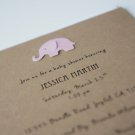 Baby Girl Shower or Announcement Invitation - Pearly Pink Elephant