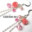 Jenna - Pink Swarovski Crystal Earrings / Polymer Clay