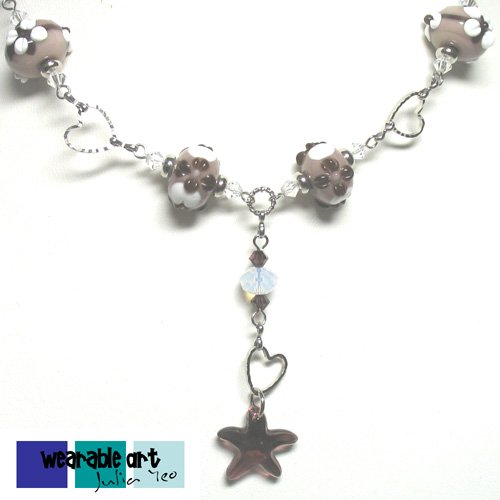 Coffee Garden ~ Unique Lampwork Swarovski Starfish Pendant Necklace