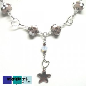 Coffee Garden ~ Unique Lampwork Swarovski Starfish Pendant Necklace