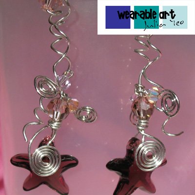 ~Beach Babe~ Swarovski Burgandy Starfish Earrings